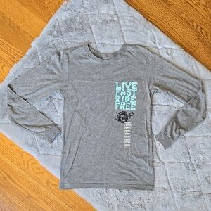 Off Road Vixen Grey Graphic Long Sleeve Shirt, Womens XS, NWT